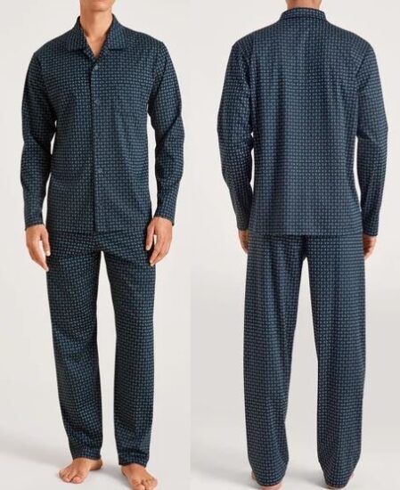 Pyjama homme boutonné manches longues 100% coton interlock