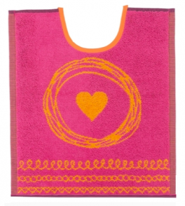 bavoir 33x40 cm eponge 00 coton coeur rose et orange 