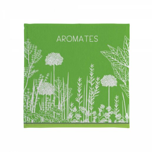 essuie de cuisine aromate en 100% coton éponge vert
