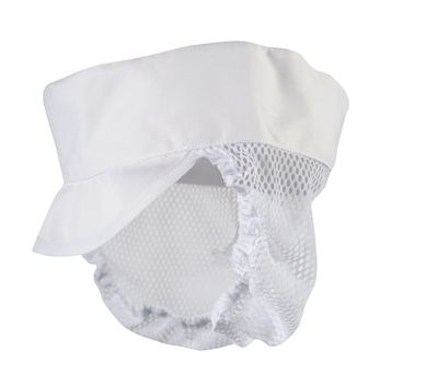 casquette cuisine berma nuque haut coiffe maille ajournee blanc