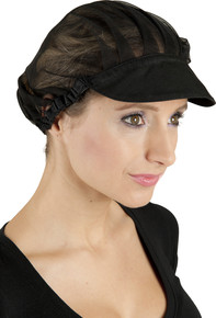 casquette gavroche noire avec maille aeree visiere polycoton 65 35 pf39n