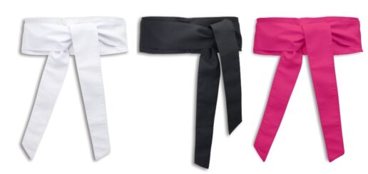 ceinture touche orientale personaliser tenue blanc noir ou fuschia devant arriere noeud