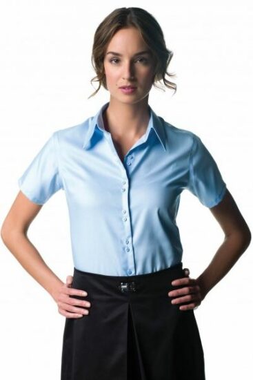 chemise dame bleu manche court XS XXL 2poches 