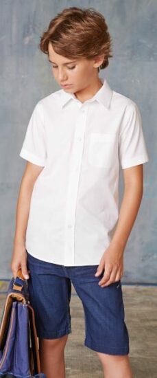 chemise enfant 100coton entretien facile longue court blanc 6 8 10 12 14 