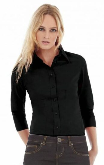 chemise femme 97coton 3elast S XXL noir 