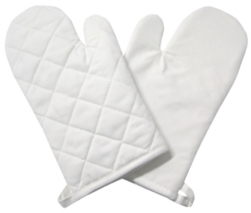 ensemble de  gants de cuisine matelasses 00 coton uni blanc
