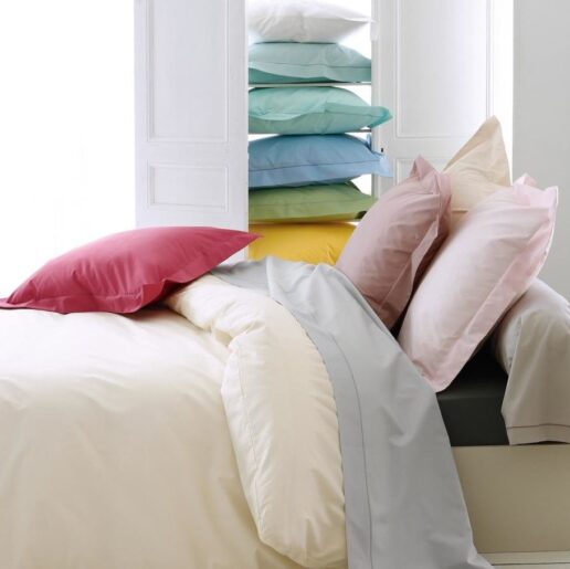 Linge de lit uni percale couleurs et blanc