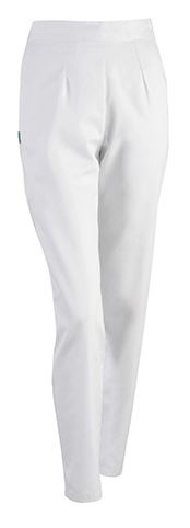 pantalon femme ceintureelastiquecote dosavecboutoncotesouspatte braguettezippee 2pincesdevantetcoupeamincissante entretienindustriel entrejambe75cm blanc