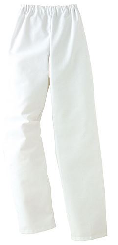pantalon unisexe forme droite taille elastiquee pique polycoton entrejambe82cm blanc