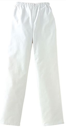pantalon unisexe taille elastiquee 100coton entrejambe82cm blanc