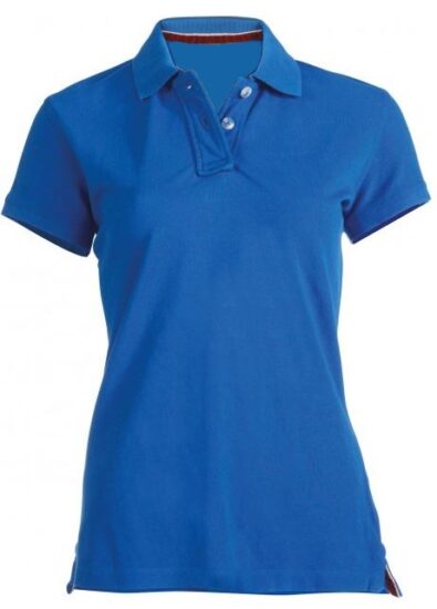 polo femme bleu manches courtes col bord cote XS XXL