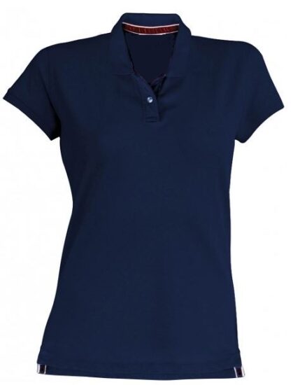 polo femme marine manches courtes col bord cote XS XXL