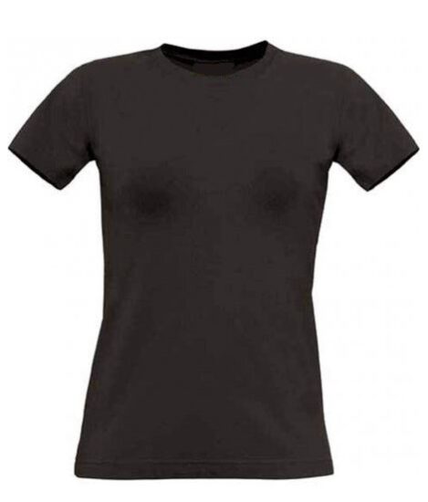 t shirt femme noir 100coton col rond large cote 1x1 couture laterales S XL 