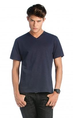 t shirt homme bleu marine 100coton col v S XXL