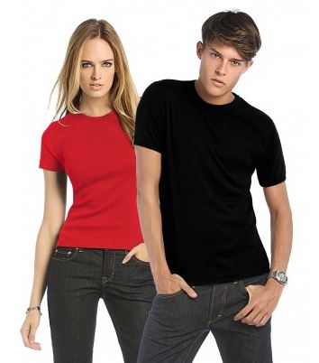 t shirt homme femme rouge noir cote 1x1 100 coton XS XXL 