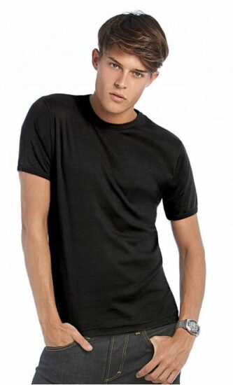 t shirt homme noir  col rond cote 1x1 100 cotonS XXL 