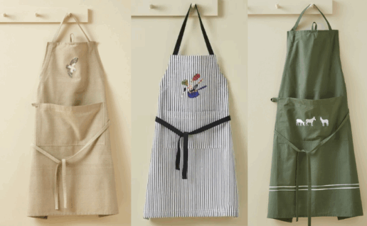 Tablier bavette brodé dessin