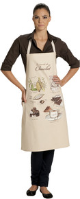 tablier humoristique chocolat impression chacolat 100coton ecru 