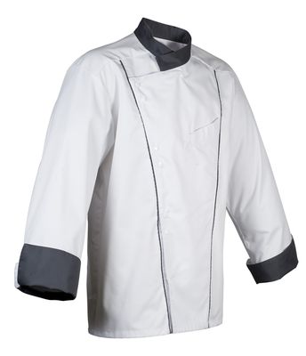 veste cuisisne mixte homme soya blanc parement gris