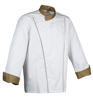 veste cuisisne mixte homme soya blanc parement noisette