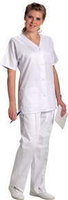 veste medicale polycoton 65 35 boutons pressions t0 t1 t2 t3 t4 t5 blanc